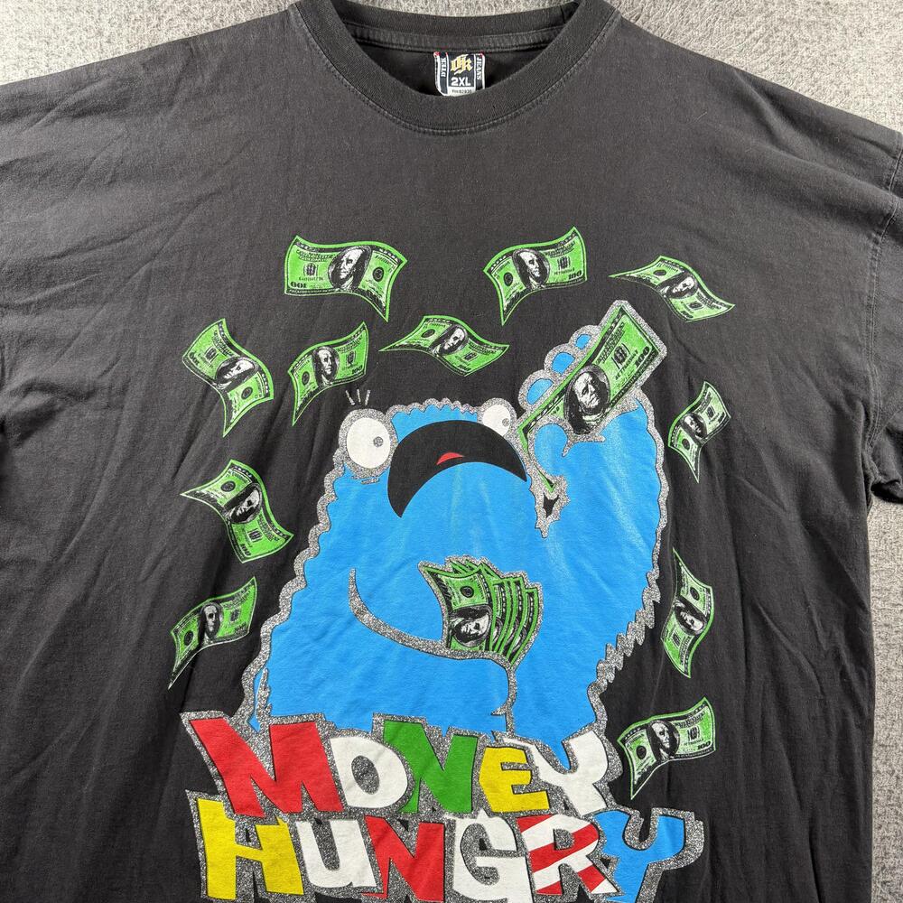 DGK Money Hungry Cookie Monster T-Shirt Mens 2XL Black Skate Streetwear Fade